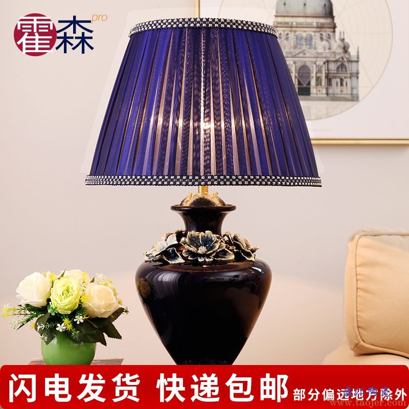 美式台灯卧室床头时尚客厅温馨浪漫装饰书房景德镇珐琅彩陶瓷台灯