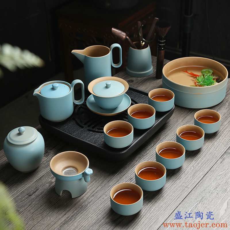 粗陶功夫茶具套装陶瓷茶壶茶杯整套泡茶器家用简约日式小茶台客厅