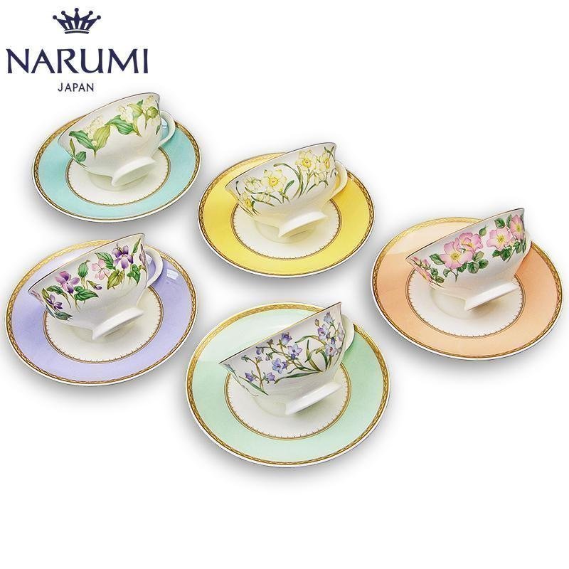 日本NARUMI鸣海Profusion茶杯碟5套组合装骨瓷95078-21455