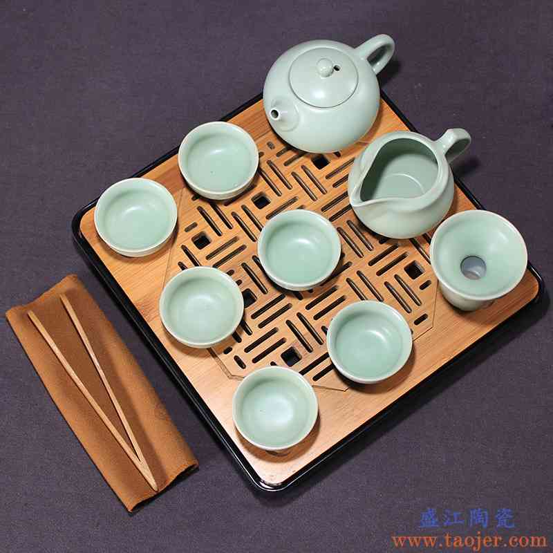 汝窑功夫茶具套装陶瓷家用简约现代茶盘干泡盘茶壶整套小蓄水茶台