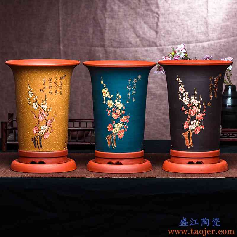 紫砂花盆精品兰花花盆特大陶瓷花盆盆景盆中国风创意家居月季花盆