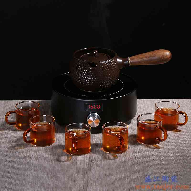聚晟煮茶器陶瓷煮茶炉黑茶花茶煮茶壶侧把日式泡茶壶壶家用电陶炉