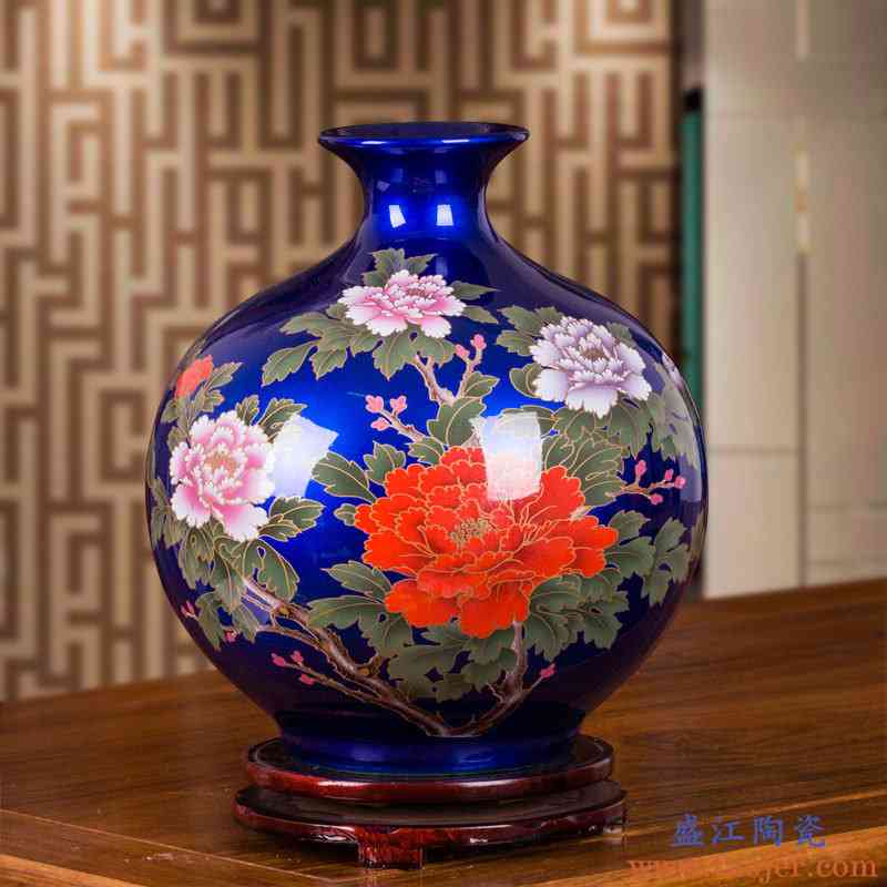 景德镇水晶釉陶瓷花瓶现代新中式客厅装饰品插花花器瓷瓶客厅摆件