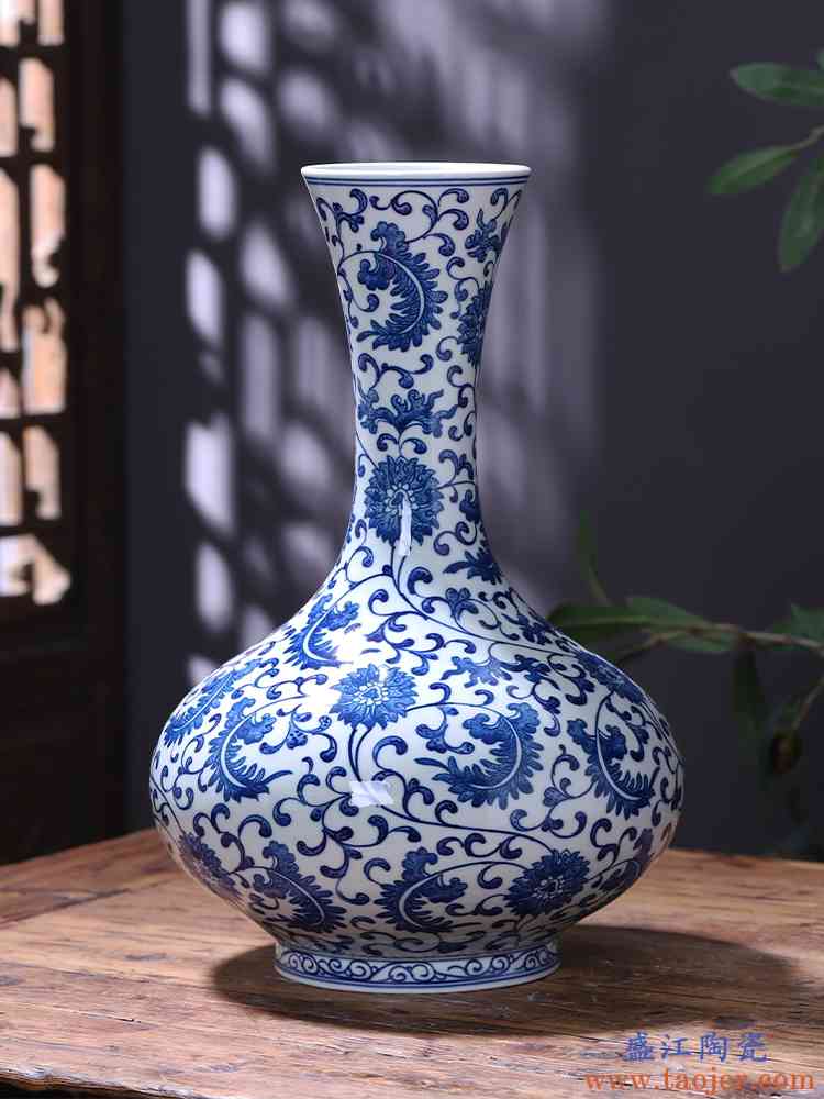 景德镇陶瓷器釉下彩仿古手绘青花瓷花瓶现代中式古典家居饰品摆件