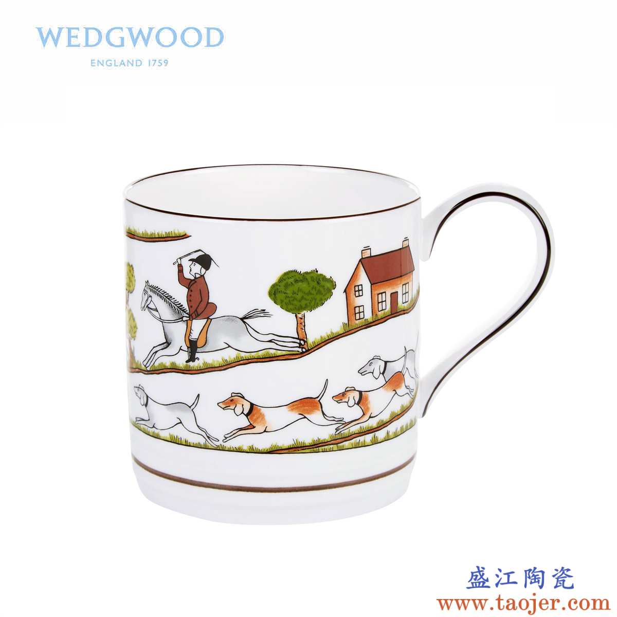 Wedgwood玮致活 Hunting Scene狩猎系列骨瓷马克杯 配WNF咖啡勺