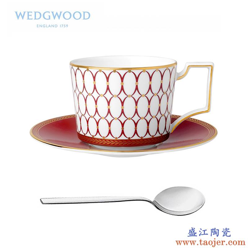 Wedgwood Renaissance金粉年华1杯1碟1勺(红色) 骨瓷茶/咖啡具