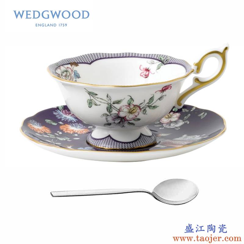 英国Wedgwood Wonderlust 鹤望兰骨瓷杯碟套装+WMF勺